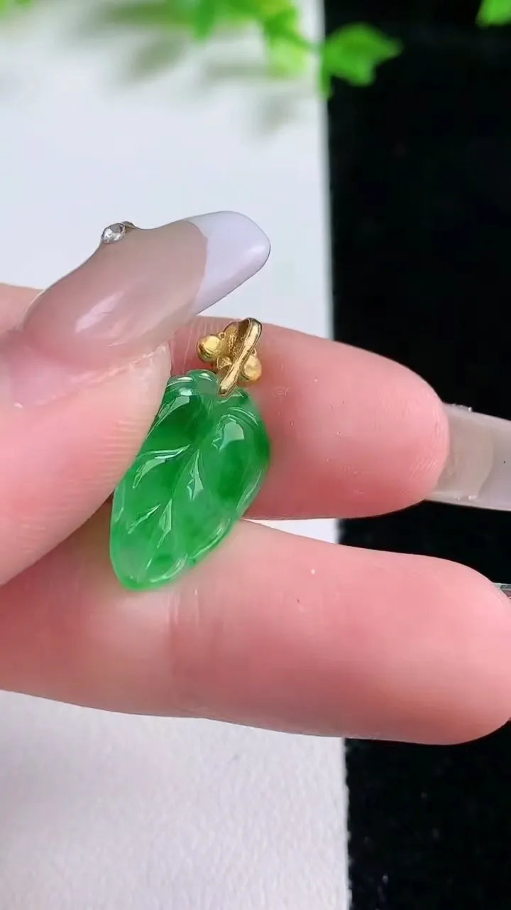 天然A货翡翠金枝玉叶 叶子吊坠，尺寸15.8-12-7.7，重量:1.13g
1月20日