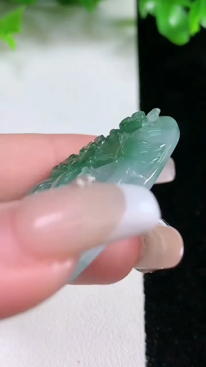 天然A货翡翠鸟语花香吊坠，尺寸48-28.5-4.7，重量:13.07g
1月21日