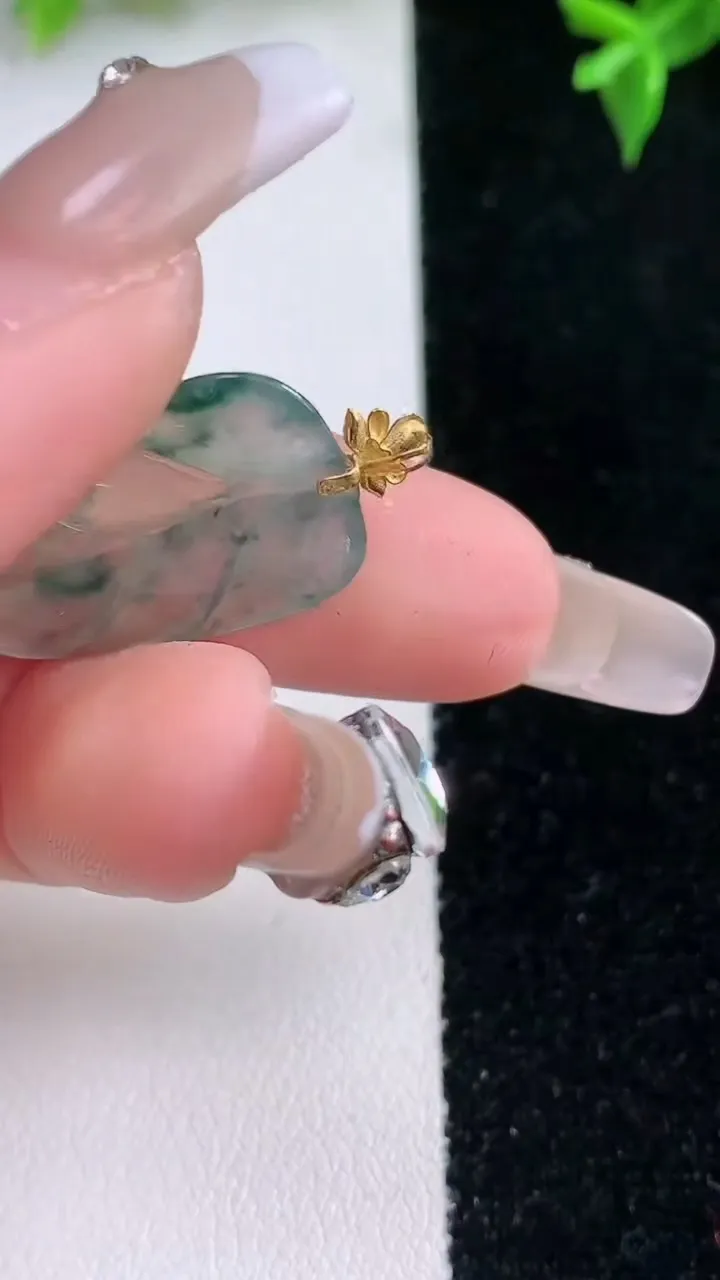 天然A货翡翠种飘花金枝玉叶 叶子吊坠，尺寸22.8-14.6-3，重量:2.00g
1月22日