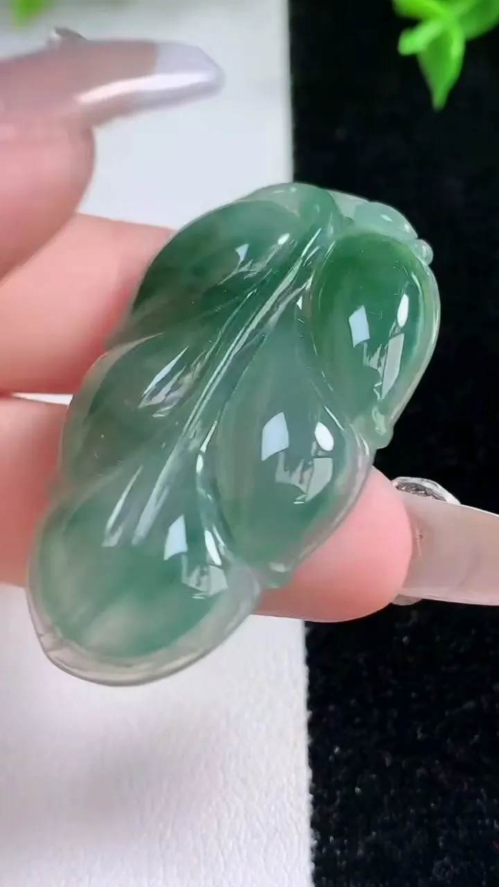 天然A货翡翠飘花金枝玉叶 叶子吊坠，尺寸46-26.4-5，重量:10.61g
1月22日