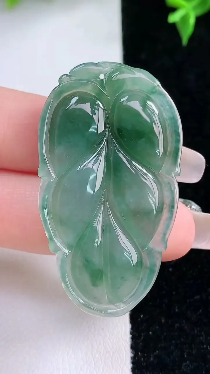 天然A货翡翠飘花金枝玉叶 叶子吊坠，尺寸46-26.4-5，重量:10.61g
1月22日
