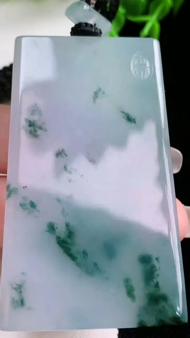 天然A货翡翠种飘花仿古无事牌吊坠，尺寸64-36.7-5.8，重量:47.98g
1月23日