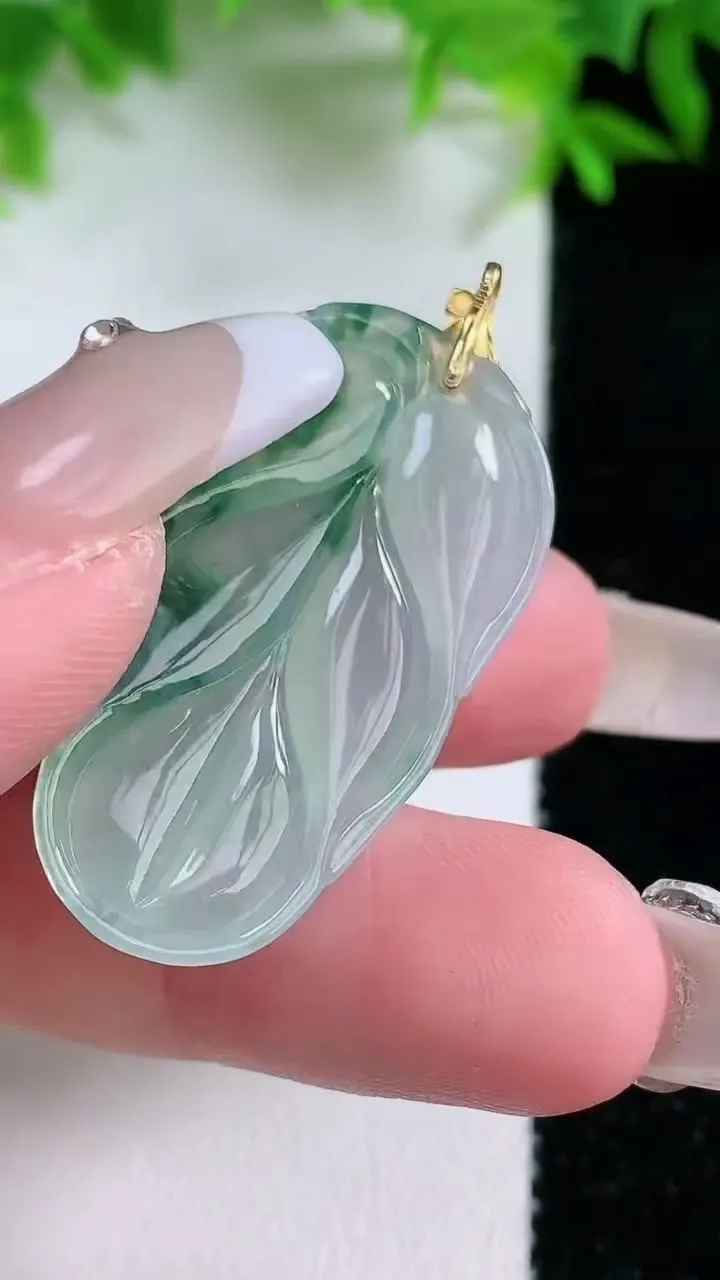 天然A货翡翠种飘花金枝玉叶 叶子吊坠，尺寸35.3-20.2-4，重量:5.22g
1月24日