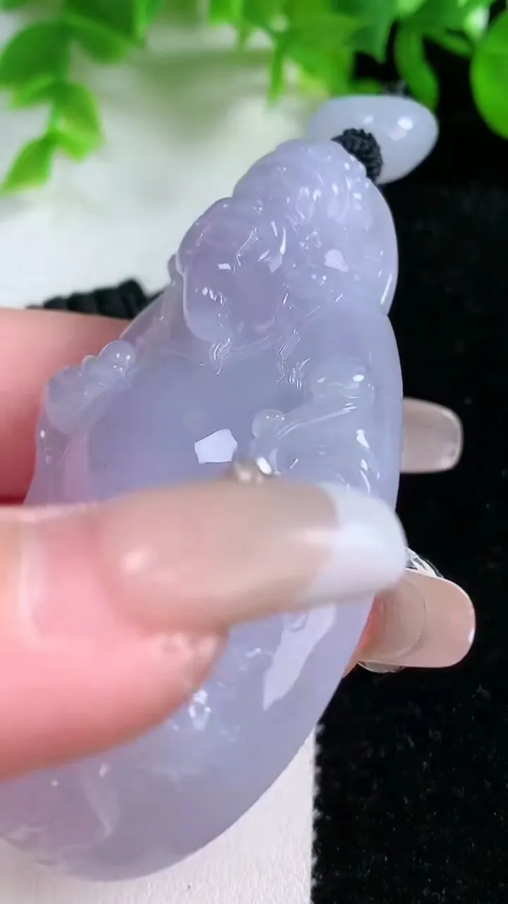 天然A货翡翠紫罗兰财神爷吊坠，尺寸64-35.5-12，重量:53.68g
1月25日