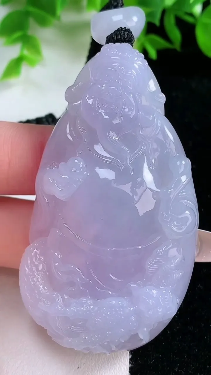 天然A货翡翠紫罗兰财神爷吊坠，尺寸64-35.5-12，重量:53.68g
1月25日