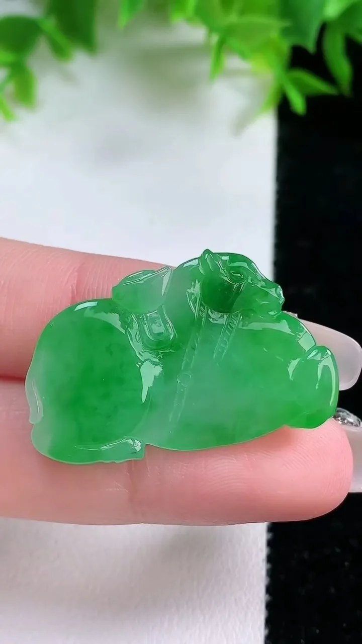 天然A货翡翠生肖马吊坠，尺寸19.8-33-3.2，重量:5.00g
1月25日