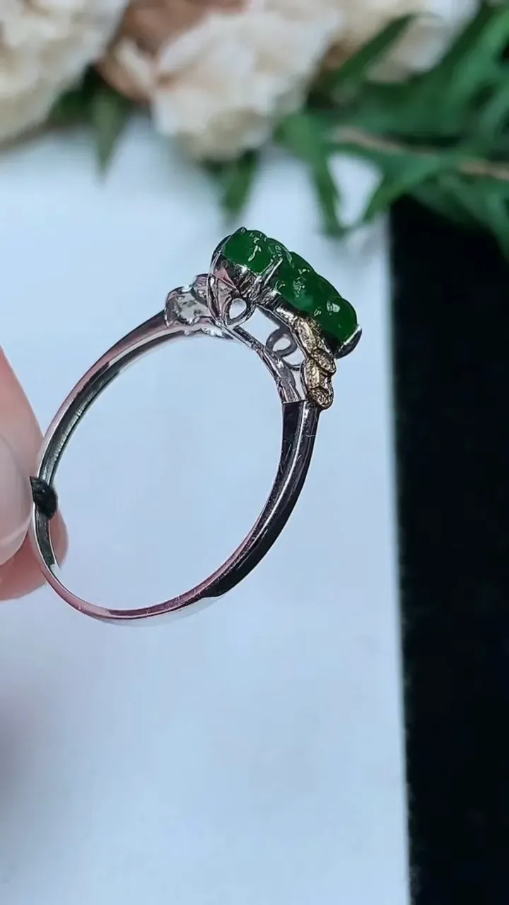 天然A货翡翠貔貅戒指，尺寸16.9-9.7-5.8，重量:1.44g2026年1月25日
工厂直销收藏佳品,种好水足，色泽均匀，有种有色，上手高大气！