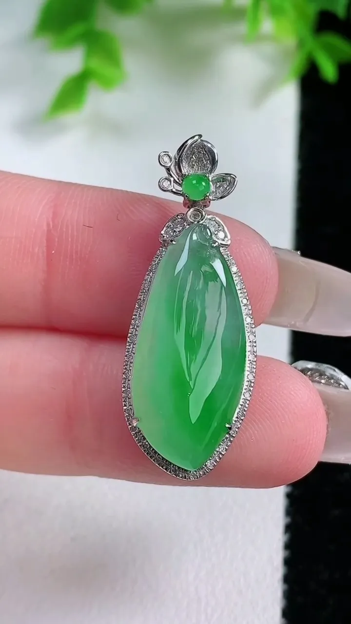 天然A货翡翠福瓜吊坠，尺寸32.3-12.2-7.6，裸石22.3-10.2重量:3.29g
1月25日