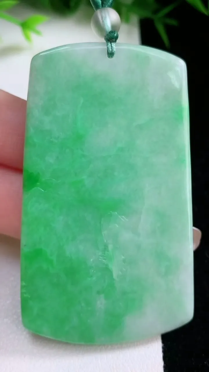 天然A货翡翠山水牌吊坠，尺寸65.6-38.3-4.2，重量:29.66g
1月26日