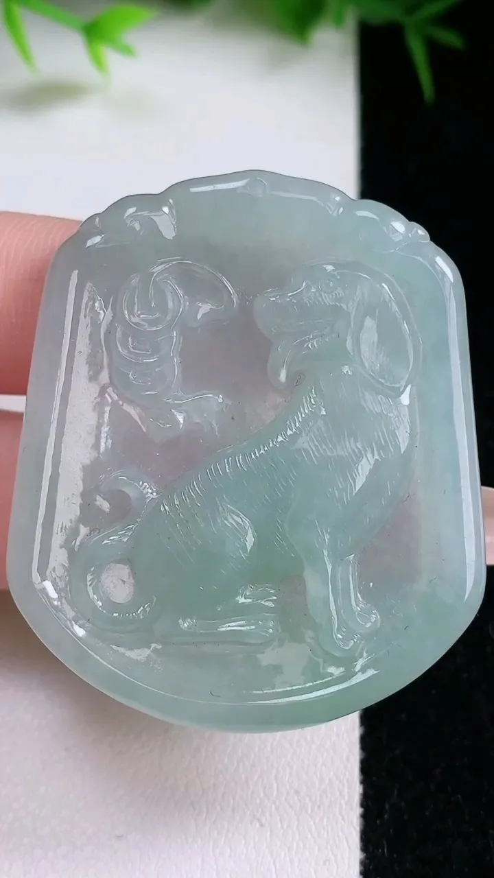 天然A货翡翠生肖狗吊坠，尺寸47-39.4-5.9，重量:18.82g
1月26日