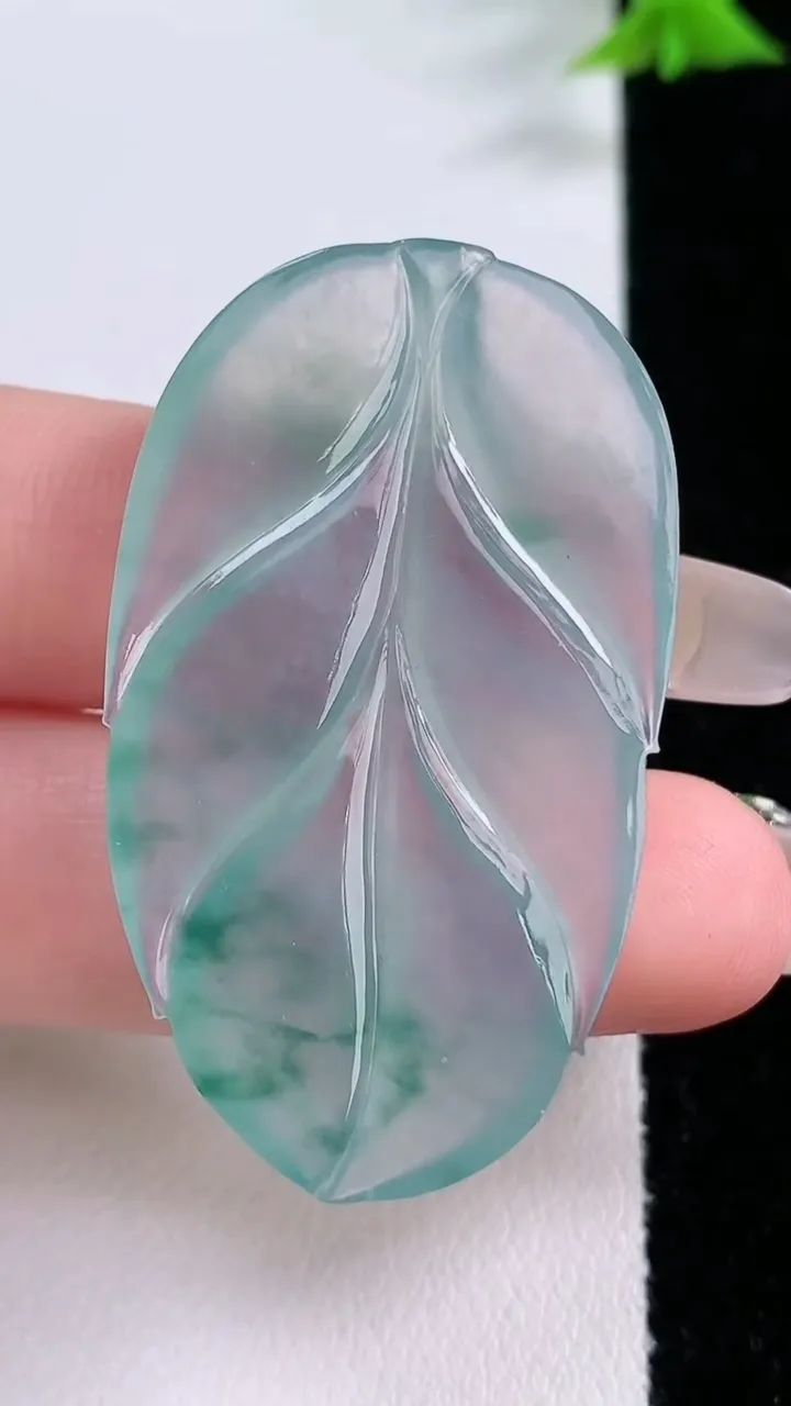 天然A货翡翠种飘花金枝玉叶 叶子吊坠，尺寸45-26-3.8，重量:9.48g
1月26日