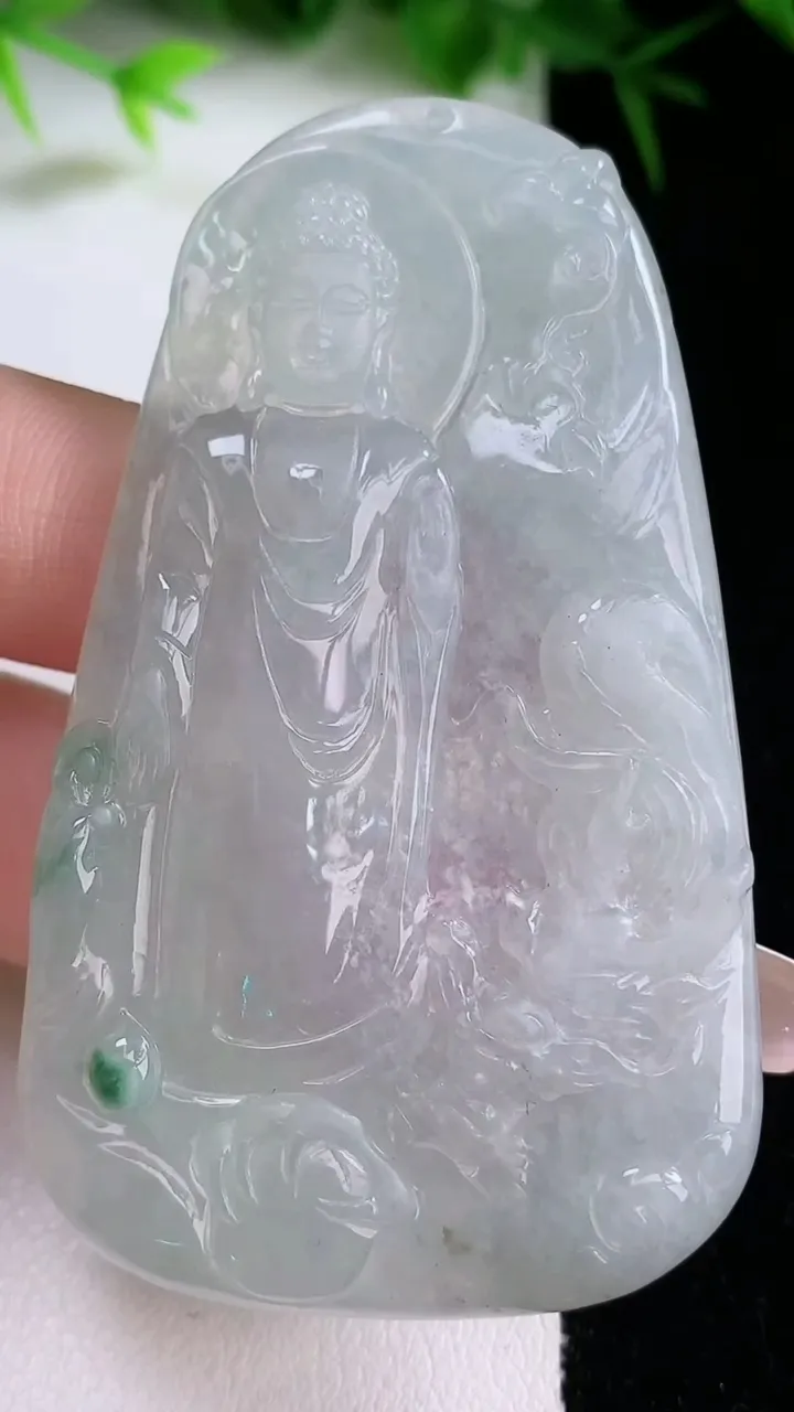 天然A货翡翠飘花祥龙阿弥陀佛吊坠，尺寸65.6-38.6-4.5，重量:26.97g
1月26日