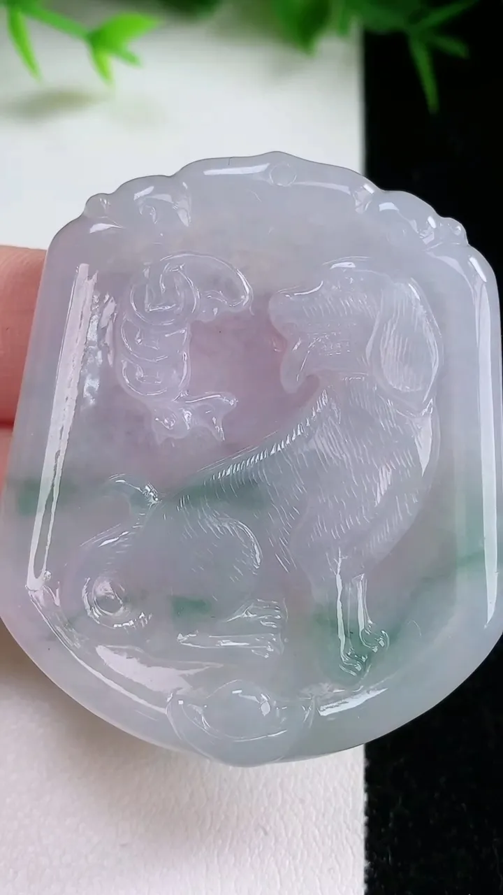 天然A货翡翠飘花生肖狗吊坠，尺寸50-42.3-4.6，重量:20.09g
1月26日