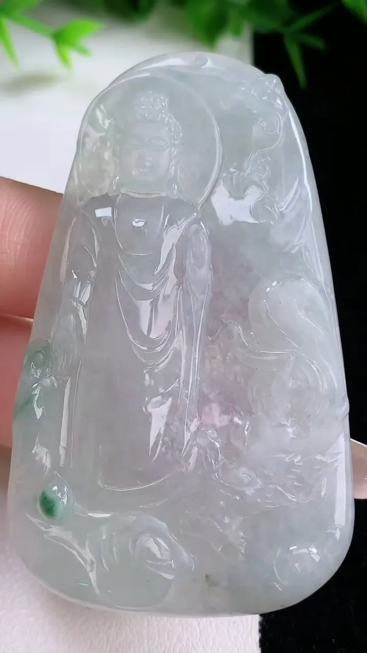 天然A货翡翠飘花祥龙阿弥陀佛吊坠，尺寸65.6-38.6-4.5，重量:26.97g
1月26日