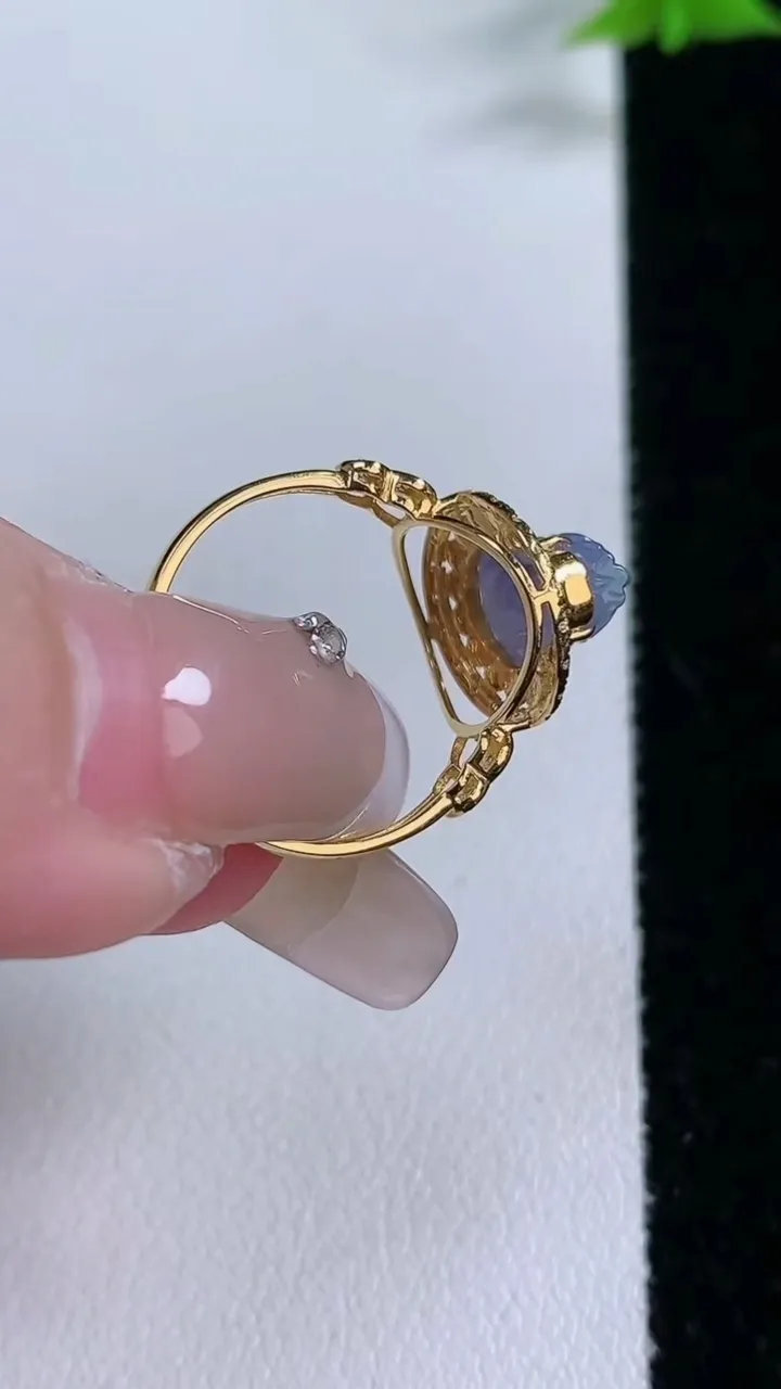 天然A货翡翠18K金紫罗兰貔貅戒指，尺寸17-8-6-7.6，重量:2.05g2026年1月27日
工厂直销收藏佳品,种好水足，色泽均匀，有种有色，上手高大气！