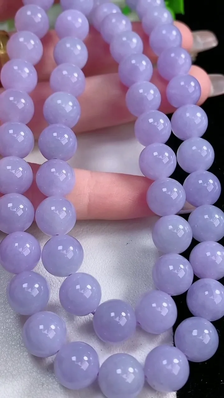 天然A货翡翠收藏级紫罗兰圆珠项链，尺寸9.6-59颗，重量:95.62g1月27日
工厂直销收藏佳品