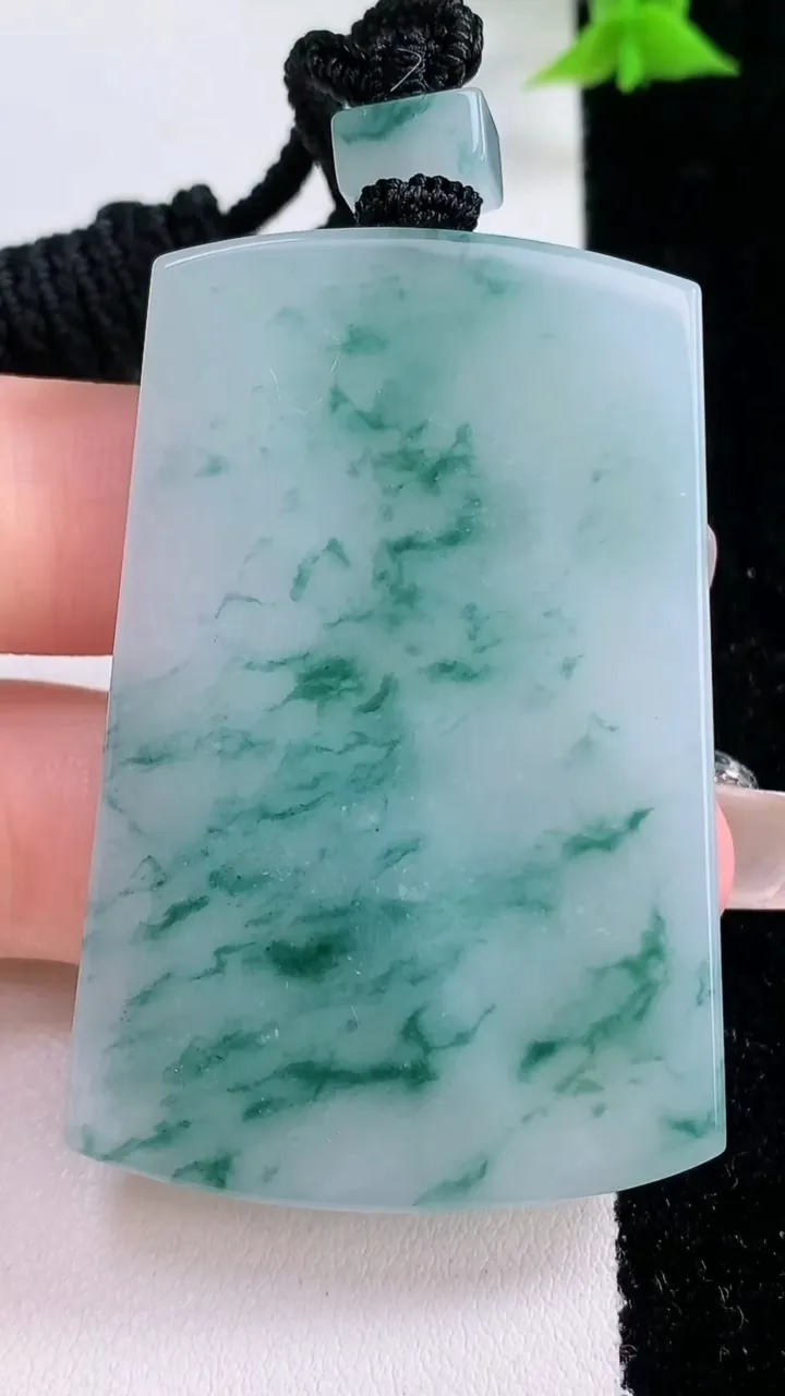 天然A货翡翠飘花无事牌吊坠，尺寸53.2-35.8-5.9，重量:38.55g
1月27日