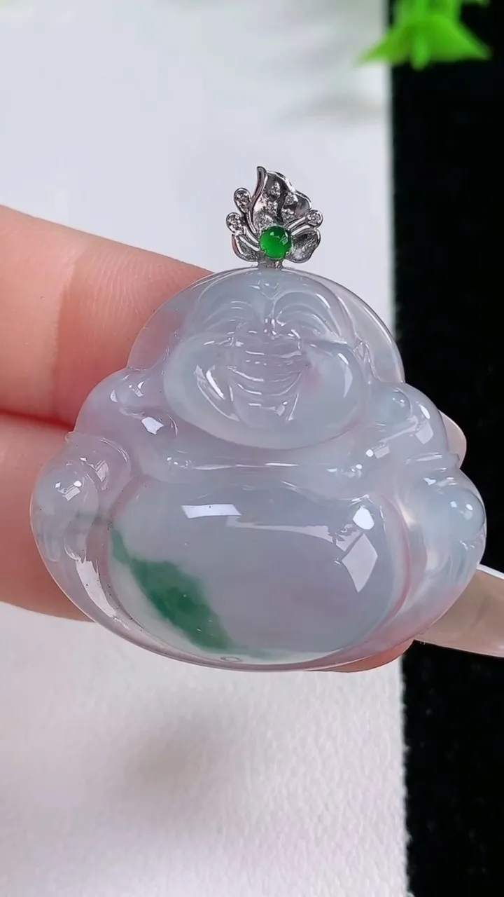 天然A货翡翠种飘花佛公吊坠，尺寸30-33.7-6.2，重量:9.76g
1月27日