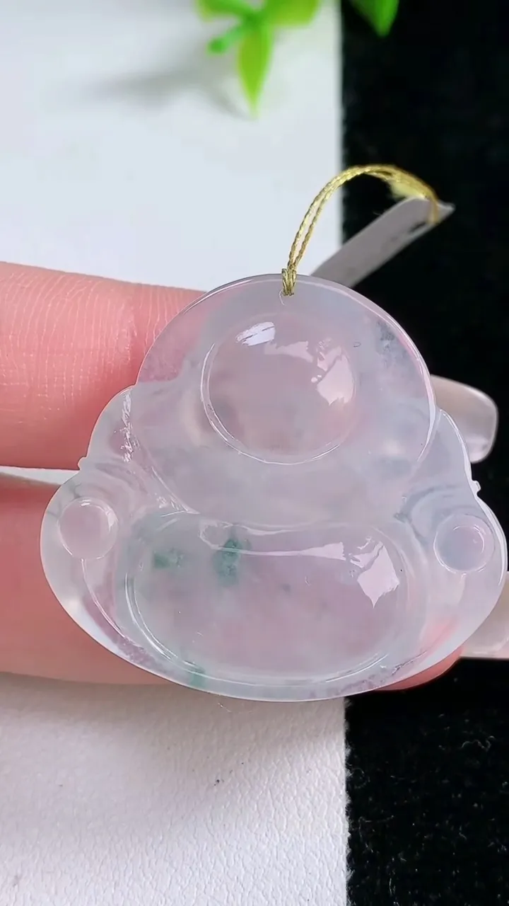 天然A货翡翠种飘花佛公吊坠，尺寸31.7-35-6.5，重量:11.52g
1月30日