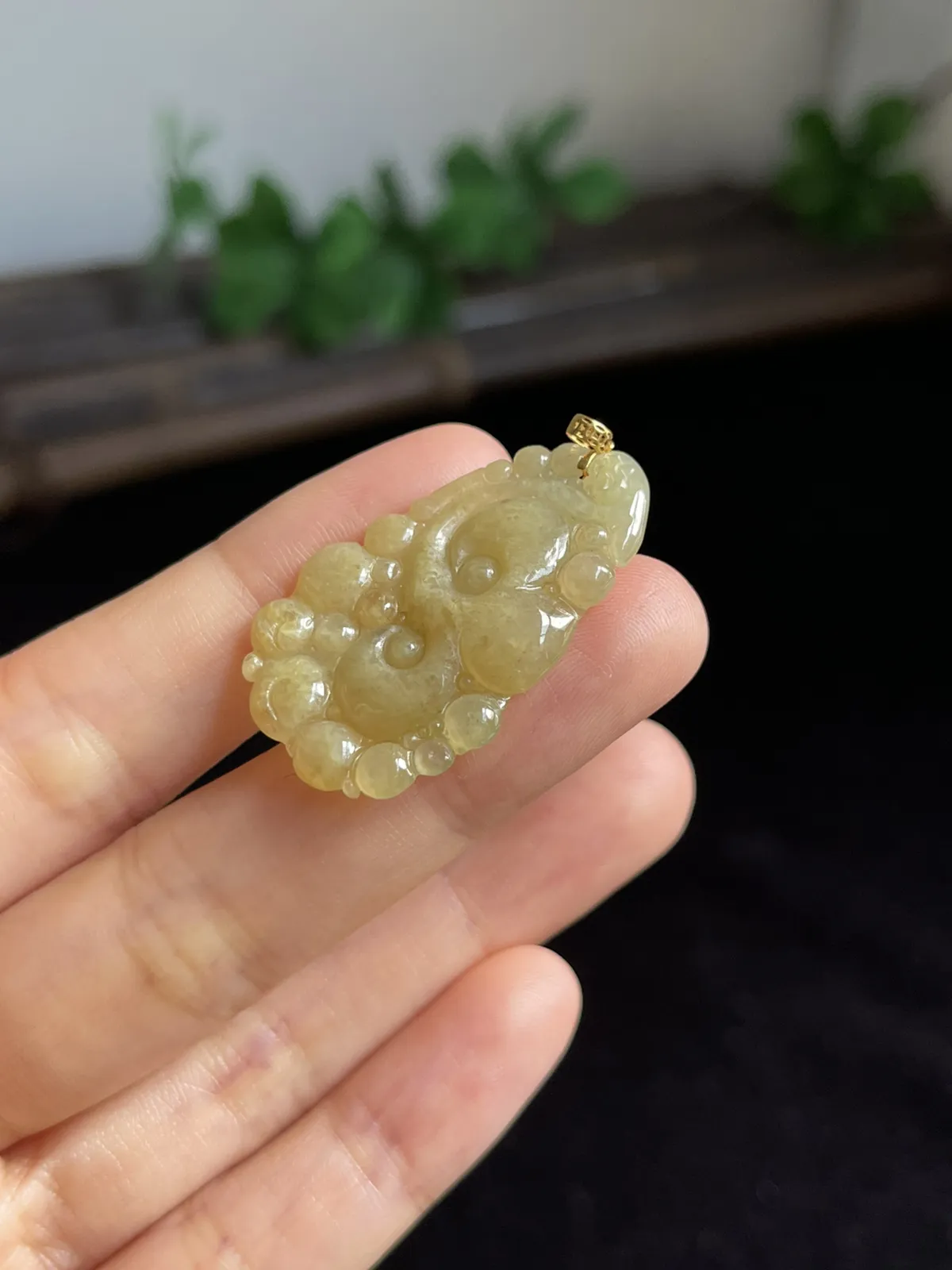 翡翠如意，印记：G18K