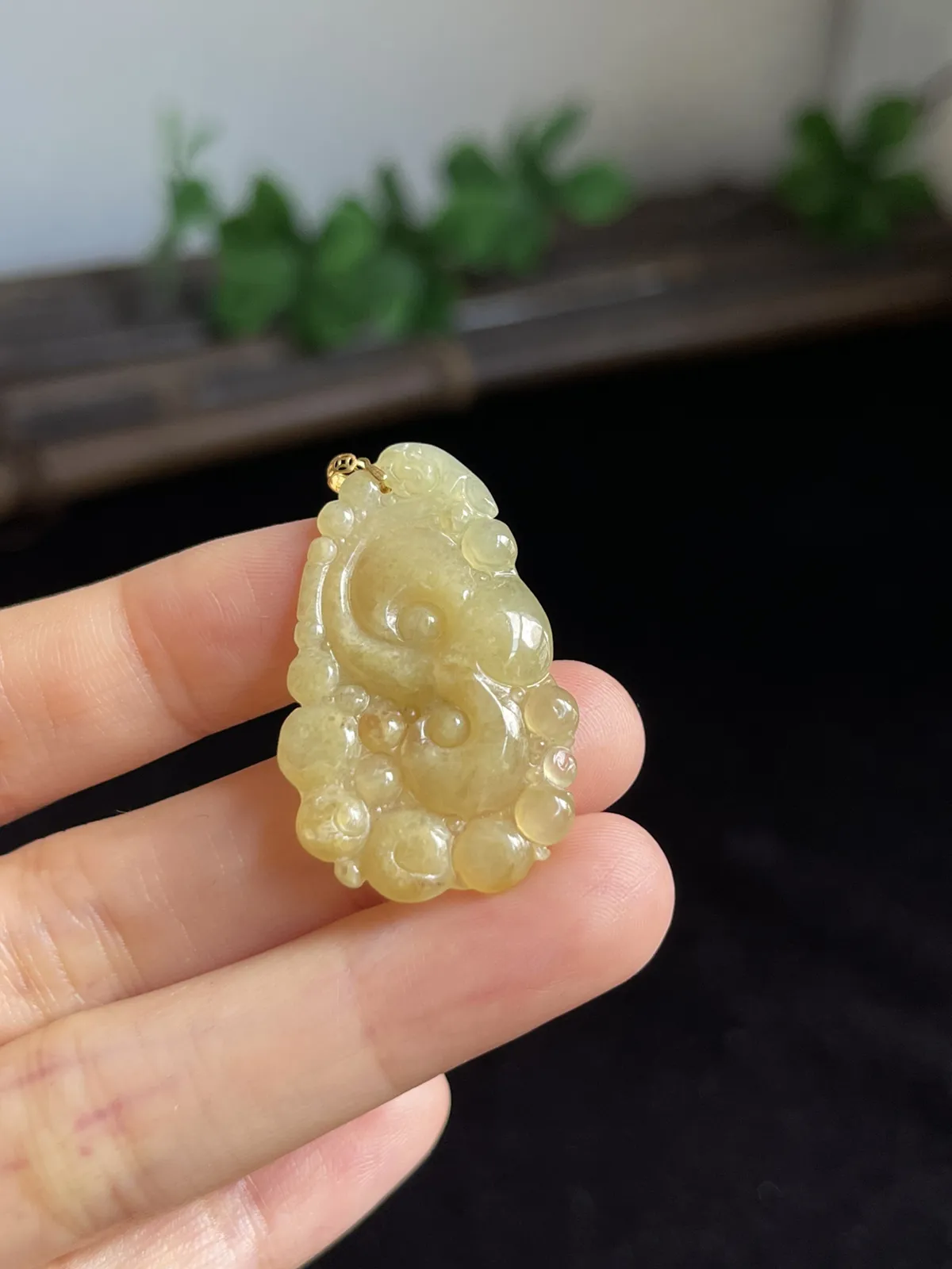 翡翠如意，印记：G18K