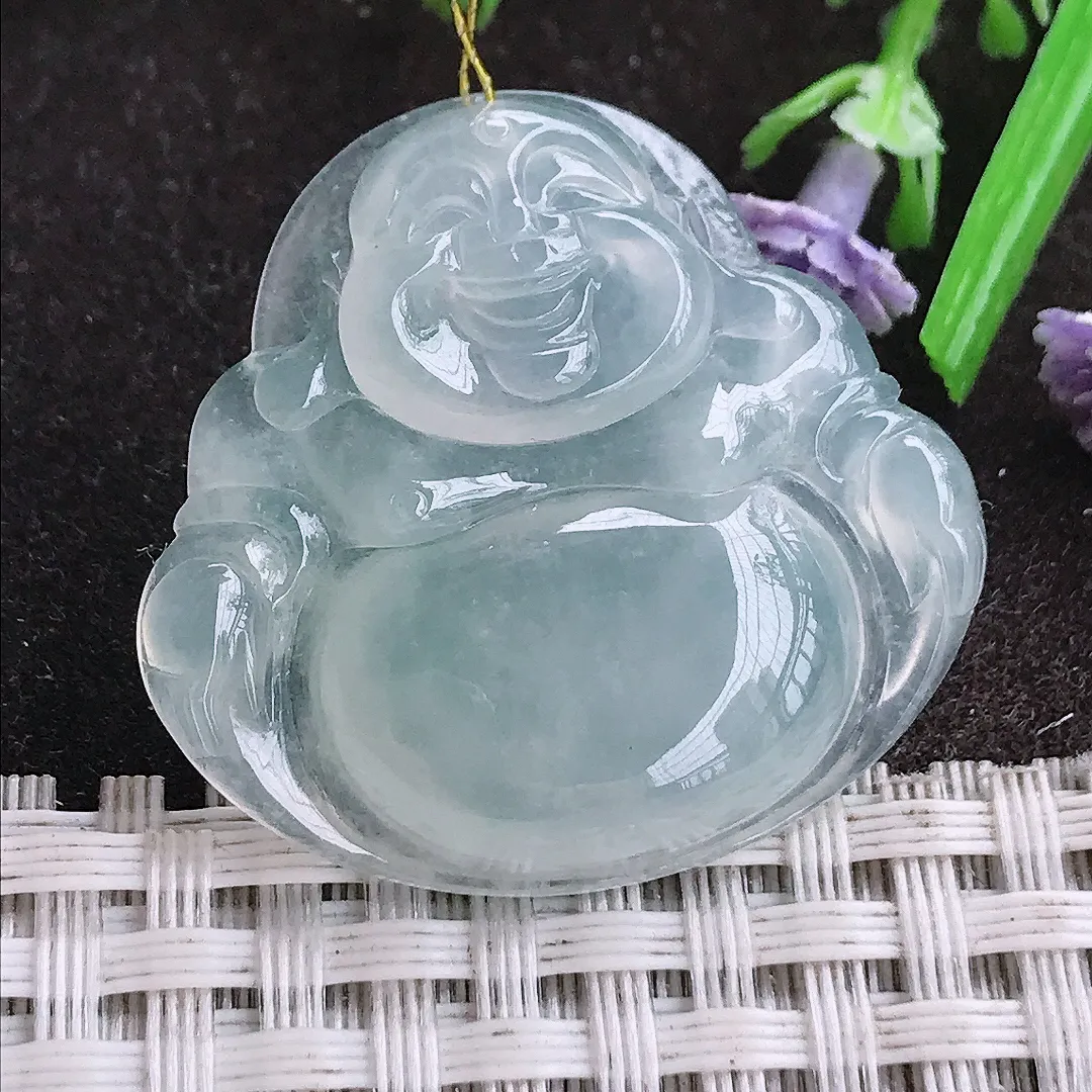 实拍A货翡翠31.5/33.6/5.6老坑冰种通透佛公吊坠翡翠玉佛挂件