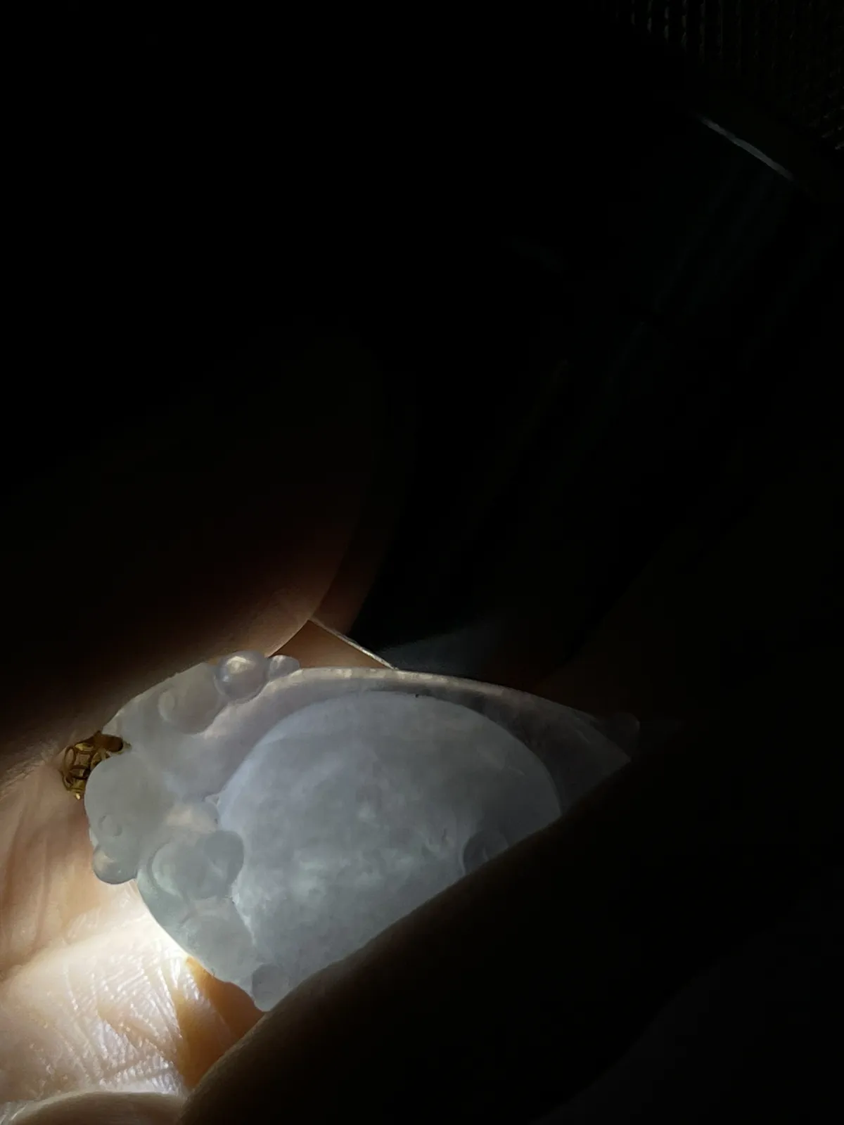 翡翠冰糯种白色如意，印记：G18K