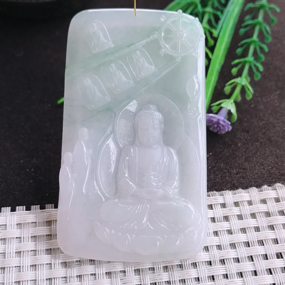 实拍A货翡翠72/42.8/6老坑秀气冰润大日如来佛祖吊坠翡翠挂件