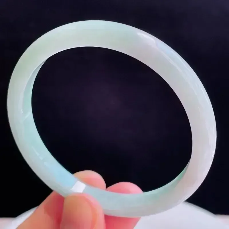 58圈有种有色天然翡翠A货玉手镯好种水浅绿水润手镯 31.15g