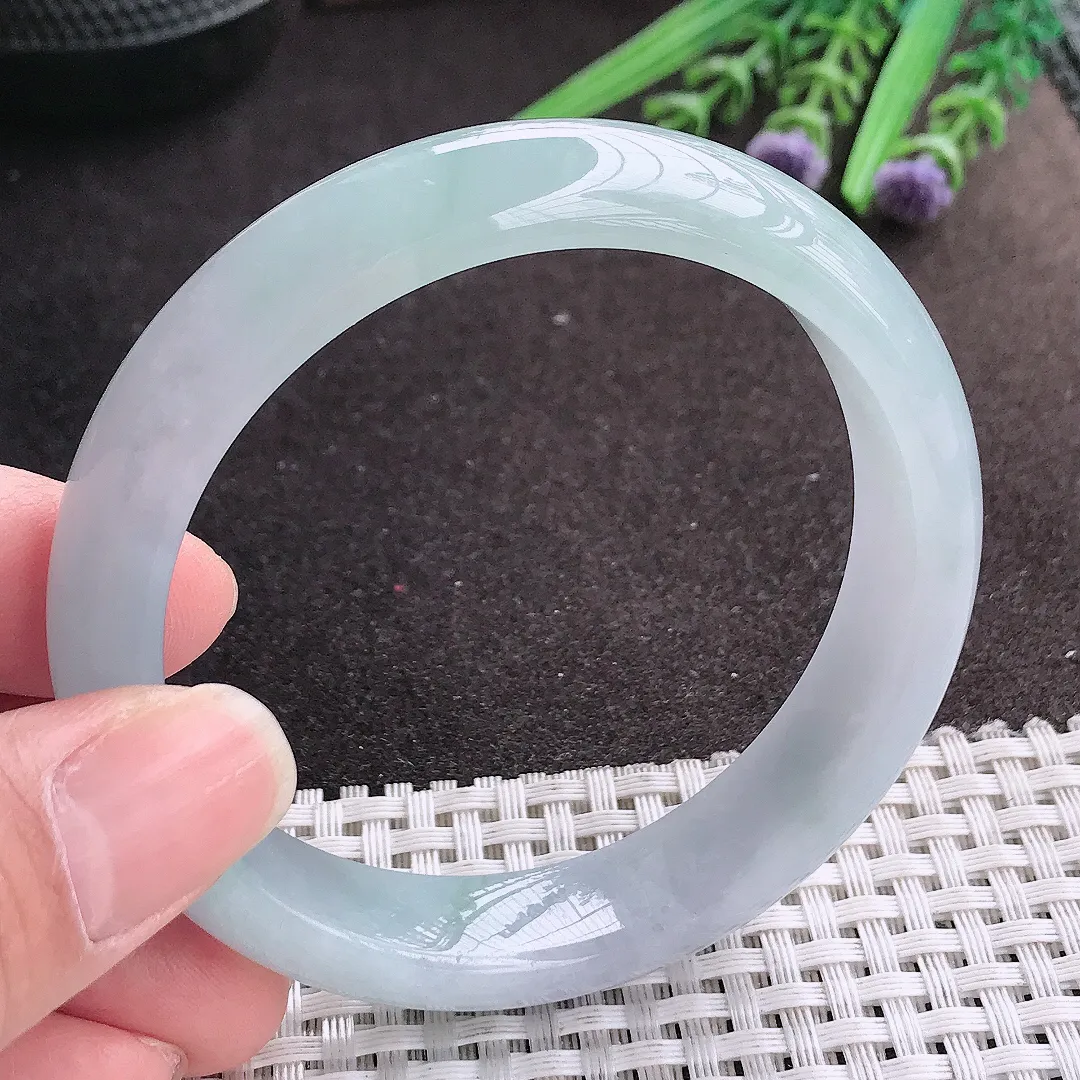 实拍A货翡翠57.5/13.3/7.9老坑冰胶果冻冰晴手镯宽边玉镯手环