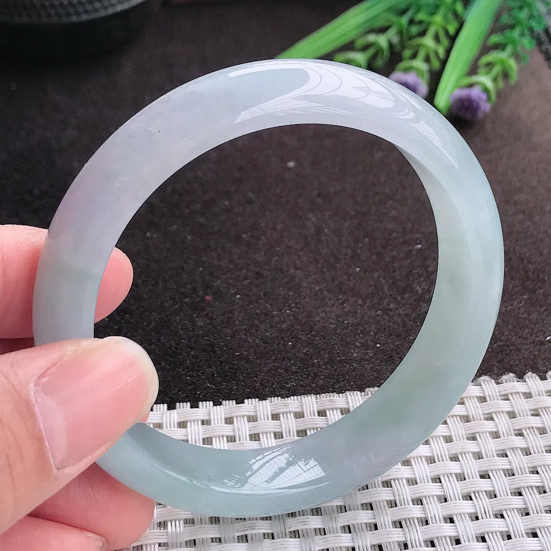 实拍A货翡翠57.5/13.3/7.9老坑冰胶果冻冰晴手镯宽边玉镯手环