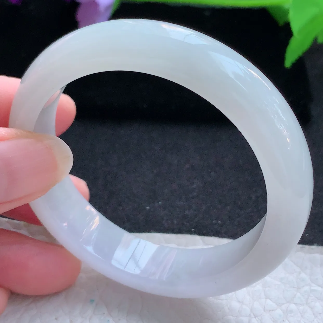 ll小圈口52.5*13*8平安镯 天然翡翠A货玉手镯招财纯美宽边玉手环