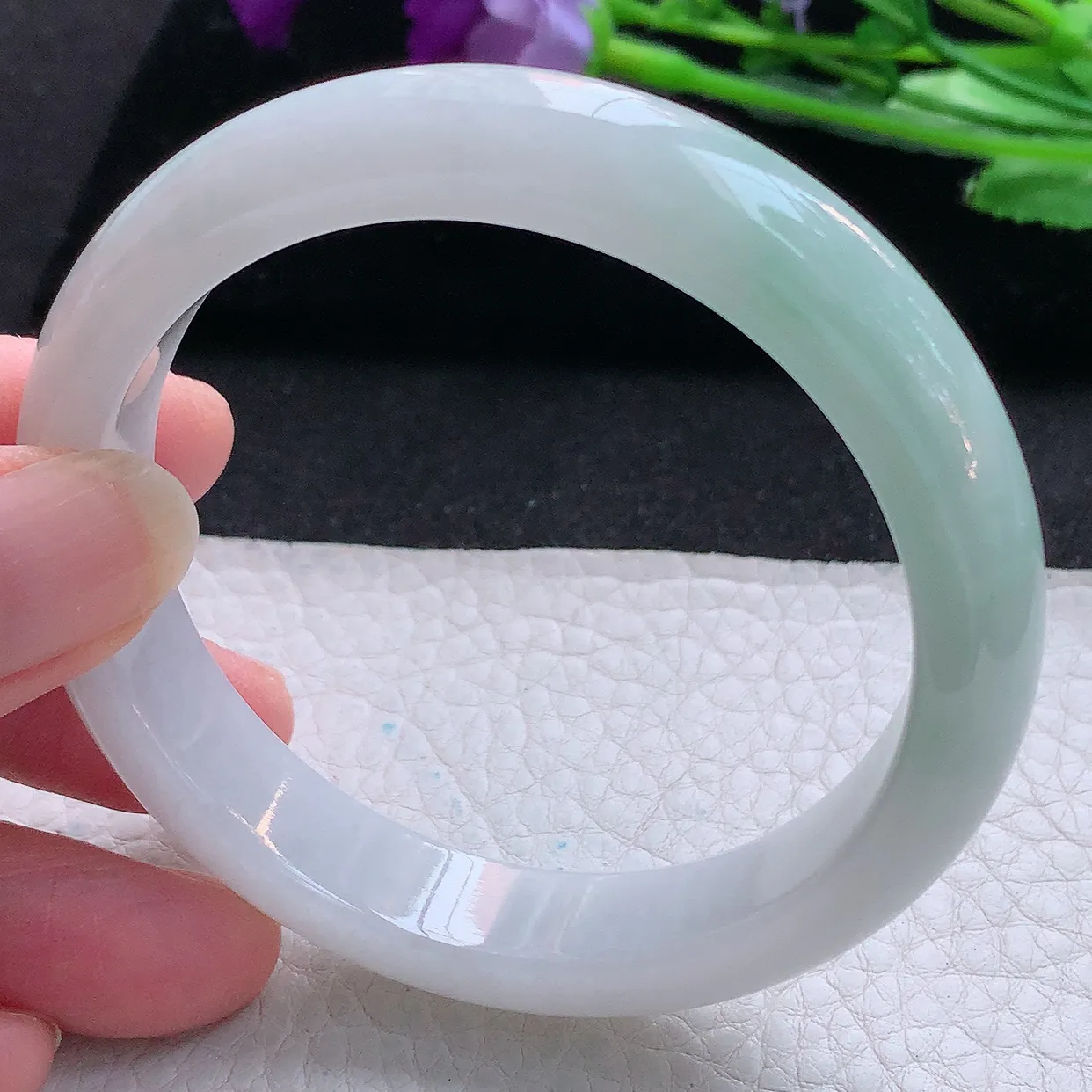 ee小圈口51*12.2*8平安镯 天然翡翠A货玉手镯清新水润宽边玉手环