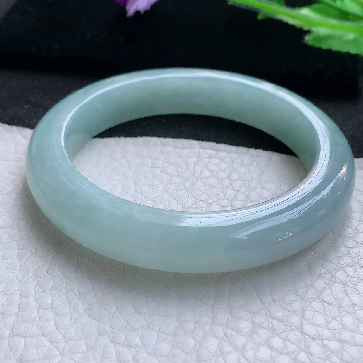 ee自然光57*11.6*9.2平安镯 天然翡翠A货玉手镯天空蓝水润宽边玉手环