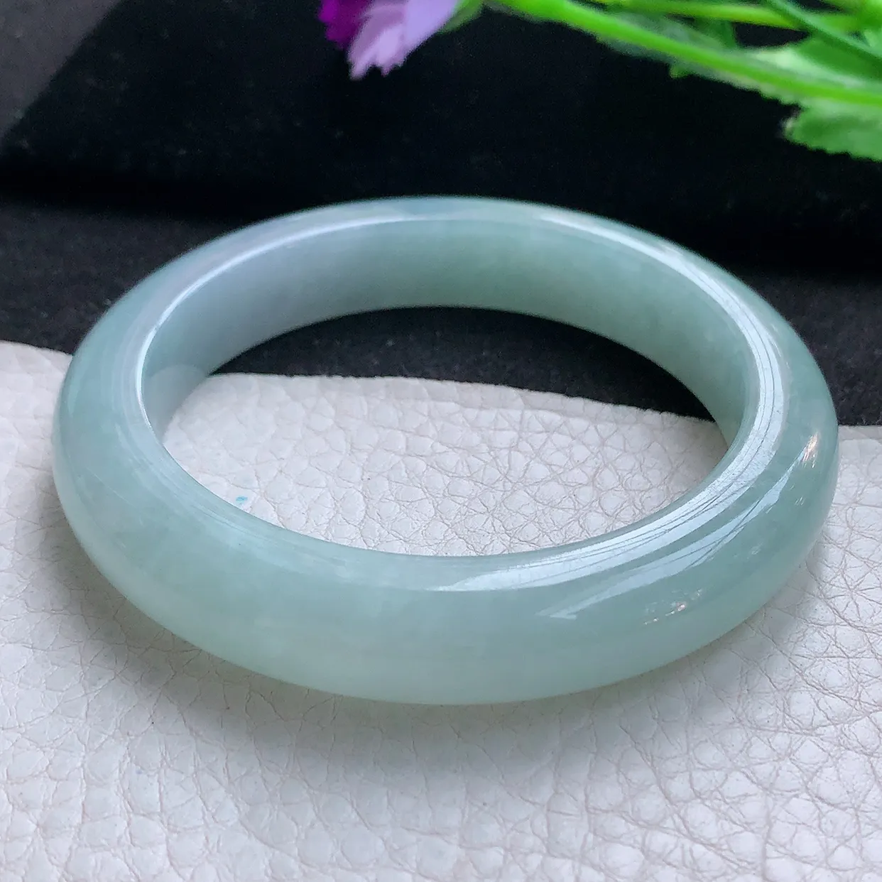 ee自然光57*11.6*9.2平安镯 天然翡翠A货玉手镯天空蓝水润宽边玉手环