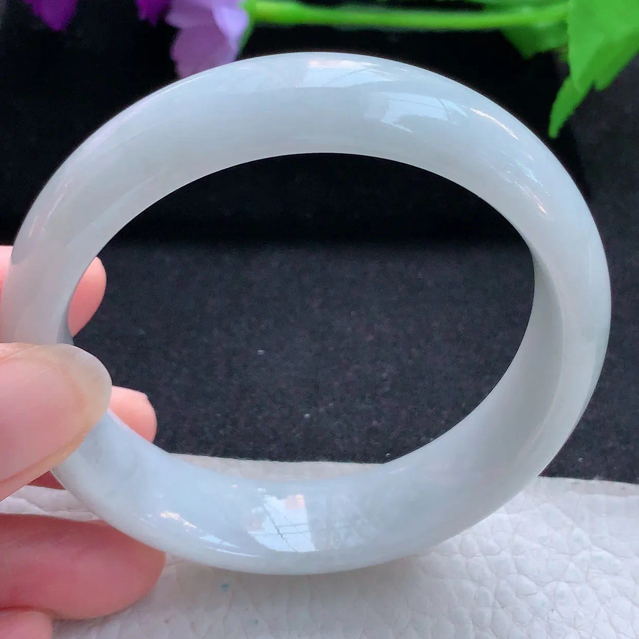 ll大圈口59.5*16.8*8.2轮胎镯 天然翡翠A货玉手镯白月光纯美宽边玉手环