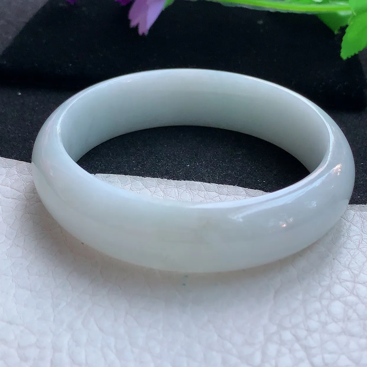 ll大圈口59.5*16.8*8.2轮胎镯 天然翡翠A货玉手镯白月光纯美宽边玉手环