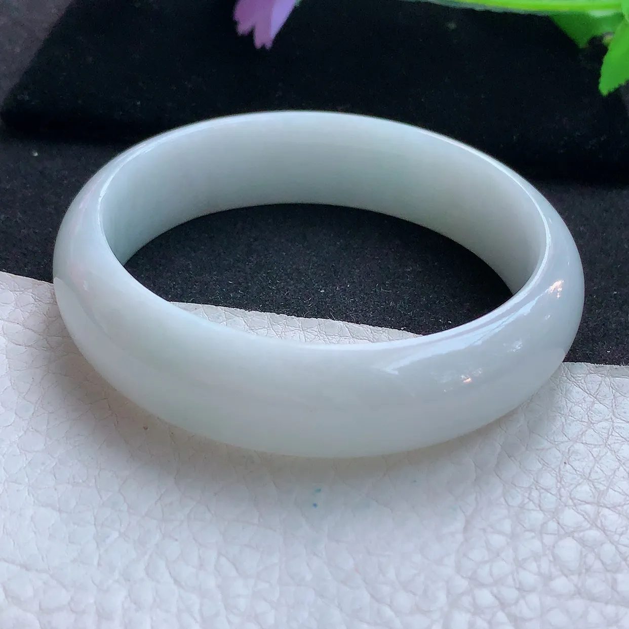 ll大圈口59.5*16.8*8.2轮胎镯 天然翡翠A货玉手镯白月光纯美宽边玉手环