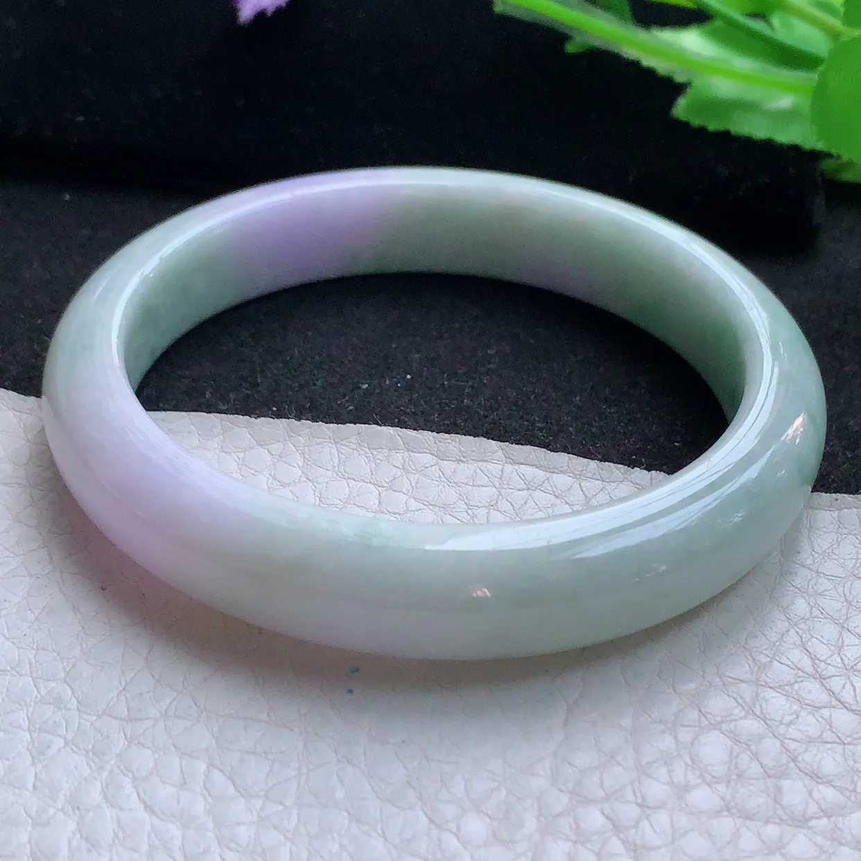 ss大圈口60*11.8*8.2平安镯 天然翡翠A货玉手镯春带彩清秀宽边玉手环