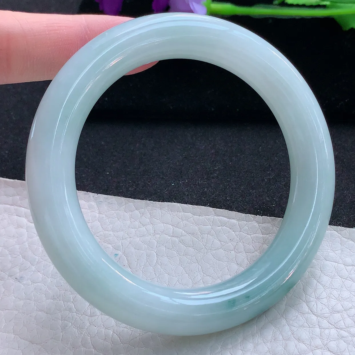 js大圈口60*12*11.8胖圆镯 天然翡翠A货玉手镯飘花大气圆条玉手环