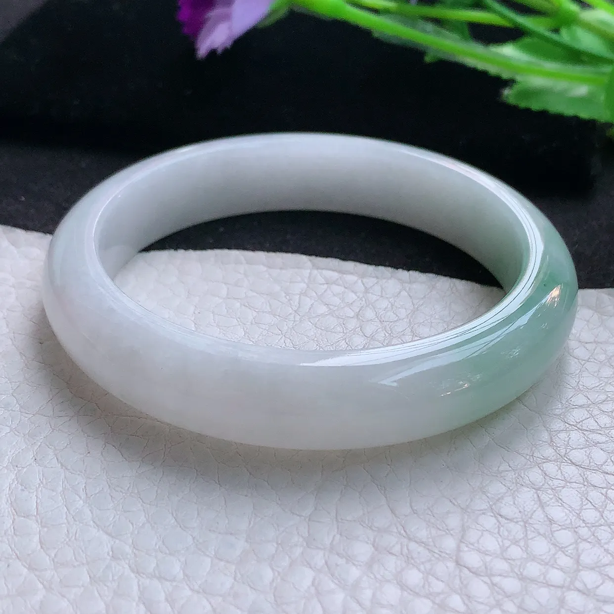 ee小圈口51*12.2*8平安镯 天然翡翠A货玉手镯清新水润宽边玉手环