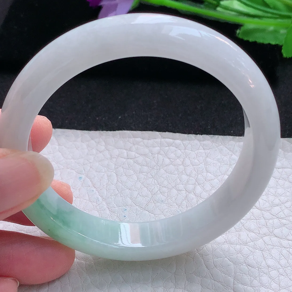 ee小圈口51*12.2*8平安镯 天然翡翠A货玉手镯清新水润宽边玉手环