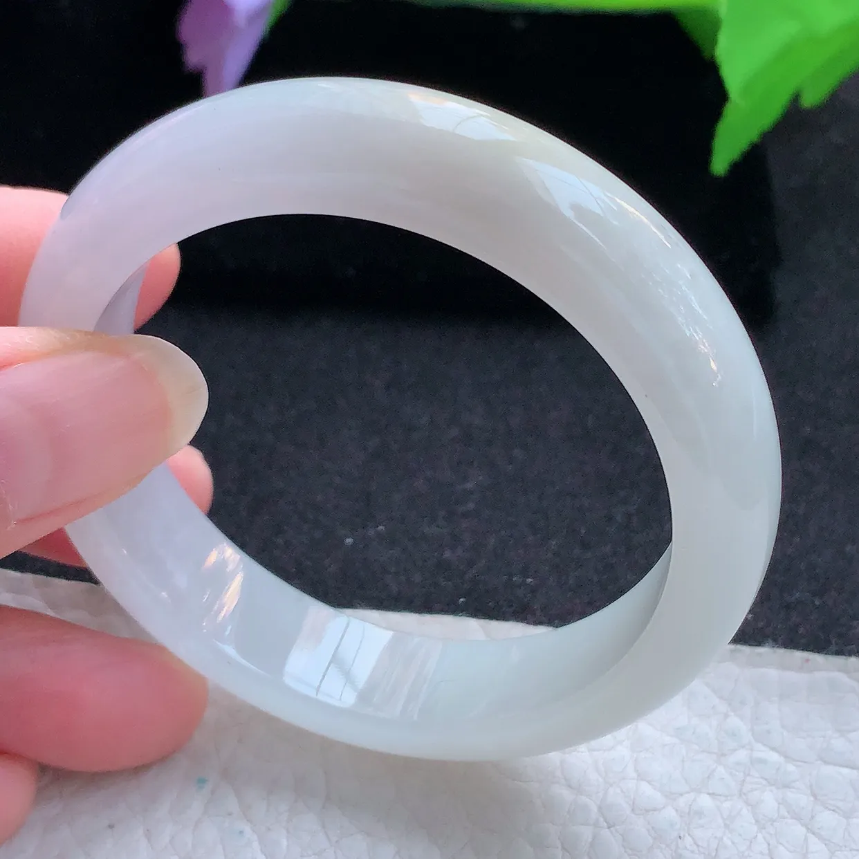 ll小圈口52.5*13*8平安镯 天然翡翠A货玉手镯招财纯美宽边玉手环