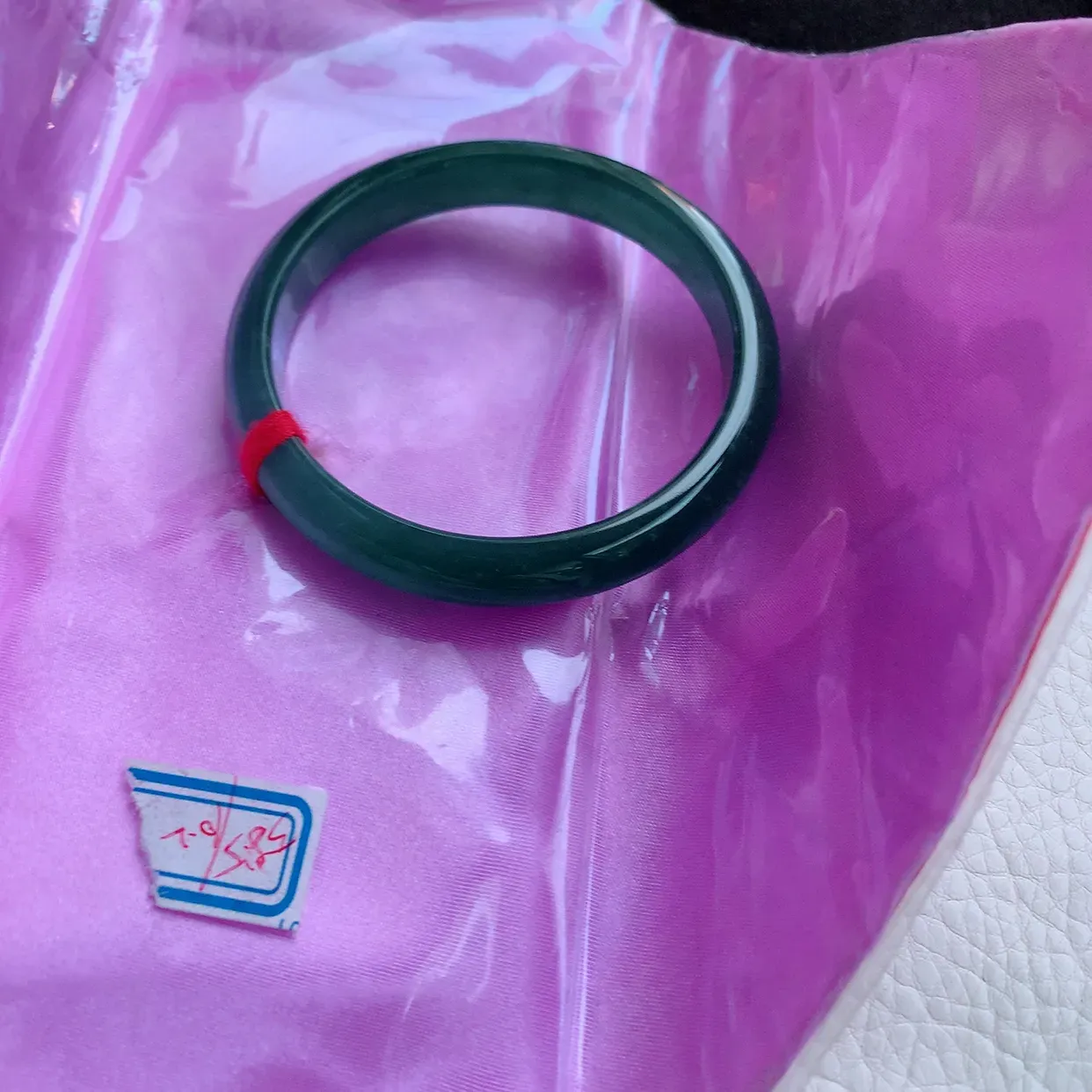 ll自然光58.5*10*7平安镯 天然翡翠A货玉手镯冰润蓝韵秀气宽边玉手环