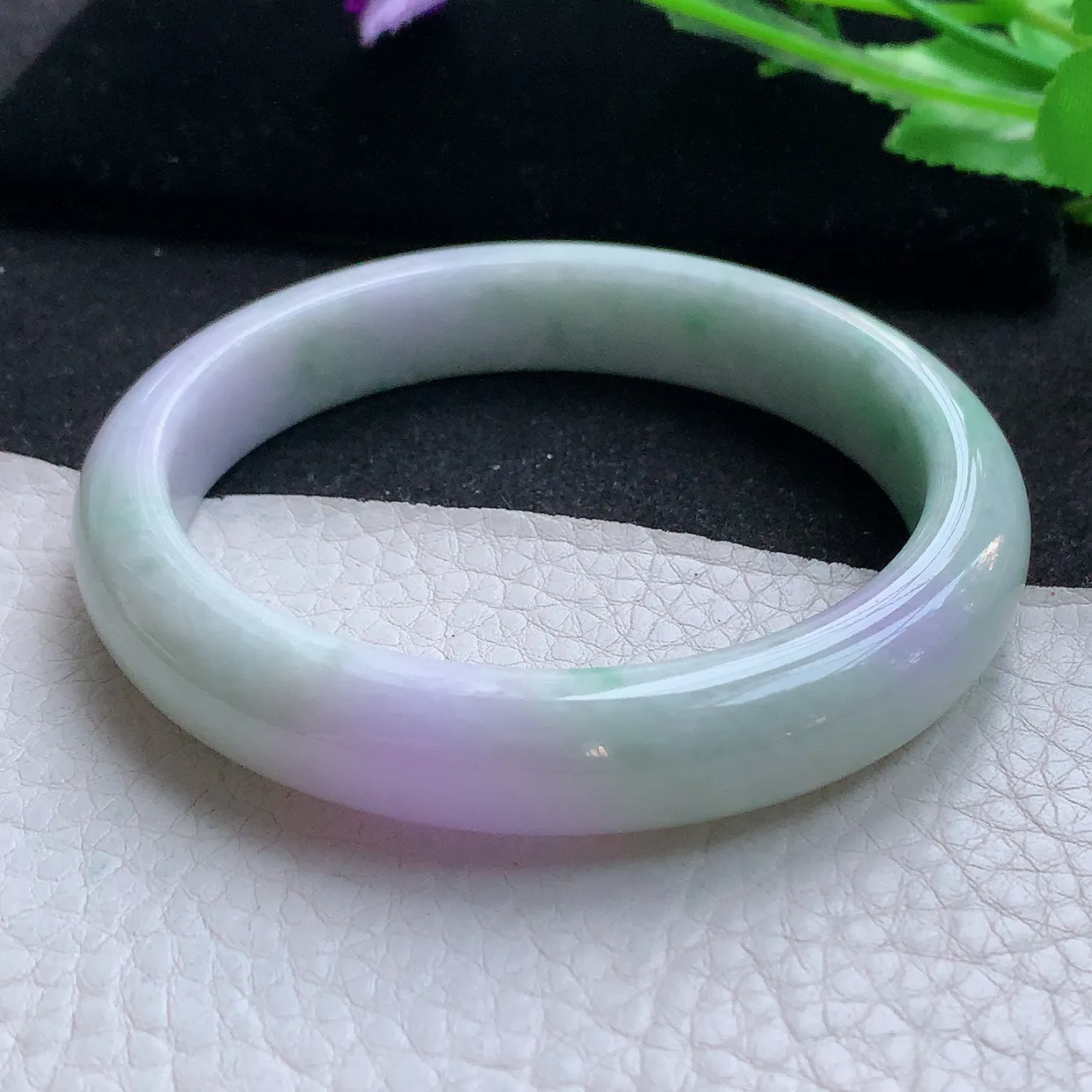 ss大圈口60*11.8*8.2平安镯 天然翡翠A货玉手镯春带彩清秀宽边玉手环