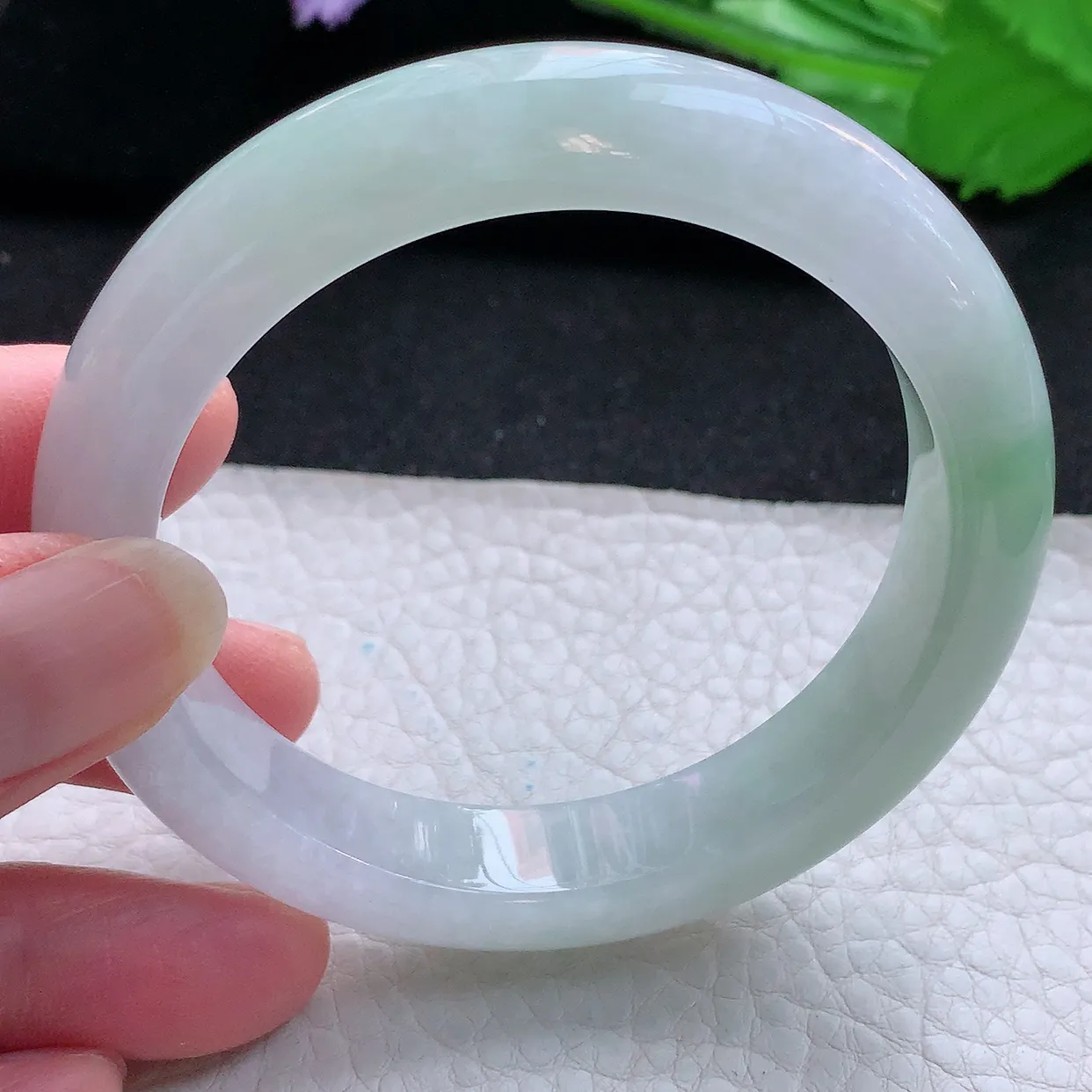 hy自然光56*12.3*8.6平安镯 天然翡翠A货玉手镯清秀宽边玉手环