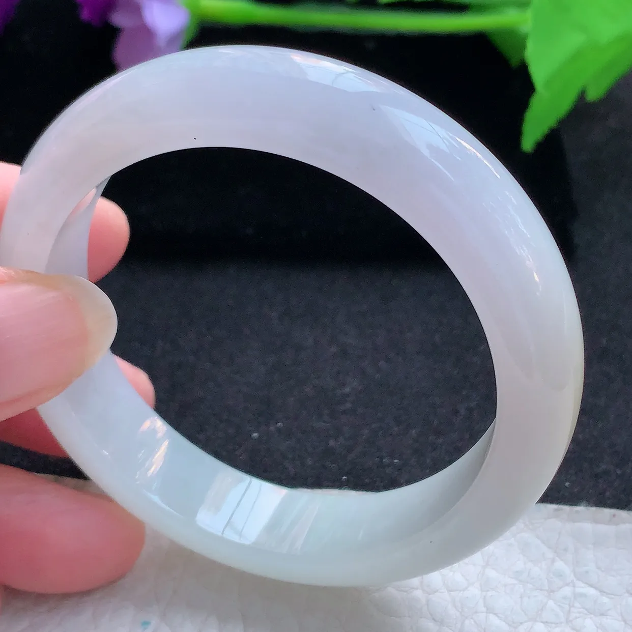 ll小圈口52.5*13*8平安镯 天然翡翠A货玉手镯招财纯美宽边玉手环