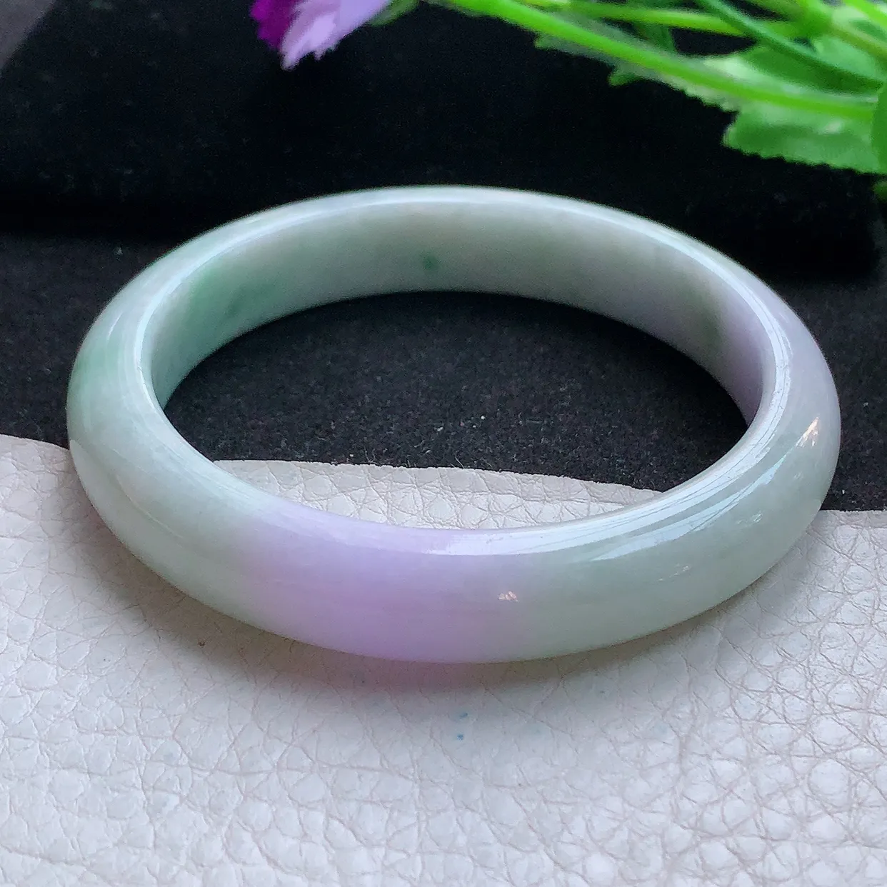 ss大圈口60*11.8*8.2平安镯 天然翡翠A货玉手镯春带彩清秀宽边玉手环