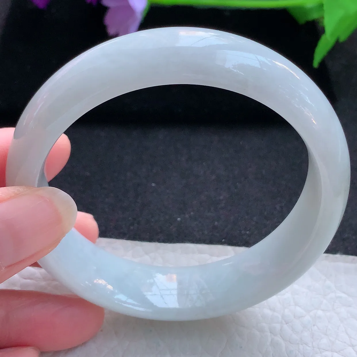 ll大圈口59.5*16.8*8.2轮胎镯 天然翡翠A货玉手镯白月光纯美宽边玉手环