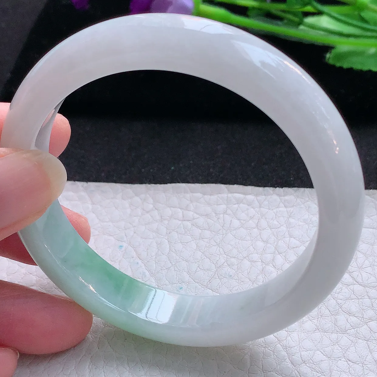 ee小圈口51*12.2*8平安镯 天然翡翠A货玉手镯清新水润宽边玉手环